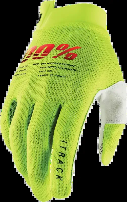 100% iTrack Gloves – Fluo Yellow – Small 10008-00010