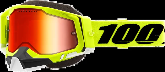 100% Racecraft 2 Snow Goggles – Fluo Yellow – Red Mirror 50012-00004