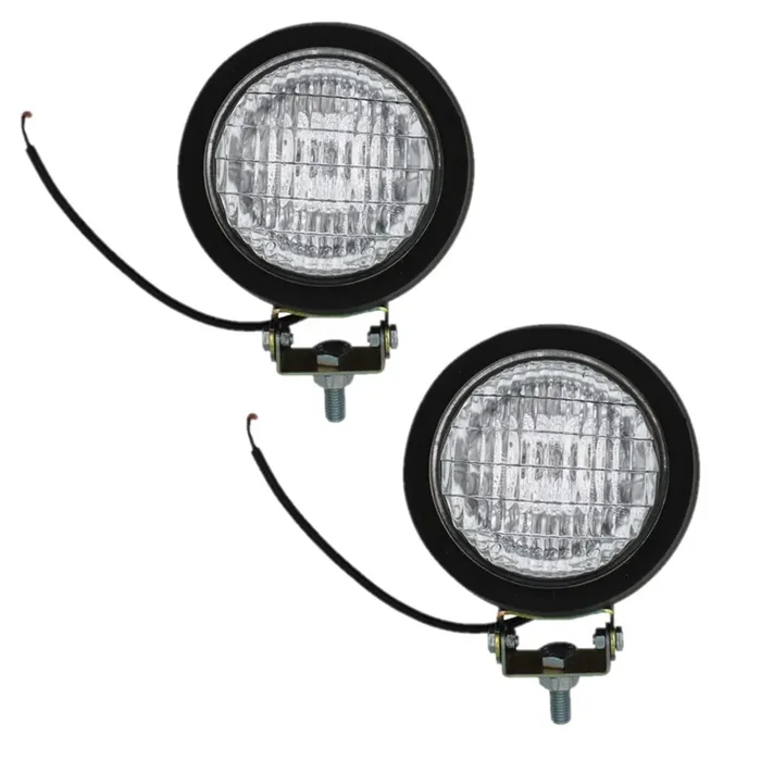 2 Pack 12 Volt 5″ Round Halogen Flood Work Lights for Excavators 55 Watt Bulbs
