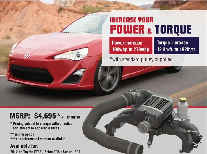 260A1011 Supercharger System for Toyota FT-86 / Subaru BRZ / Scion FRS (210) Intercooled – Hardware Only