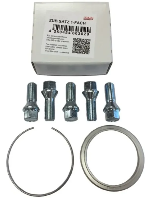 BBS PFS KIT – BMW E65 / E53 – Includes 82mm OD – 72.5mm ID Ring / 82mm Clip / Lug Bolts