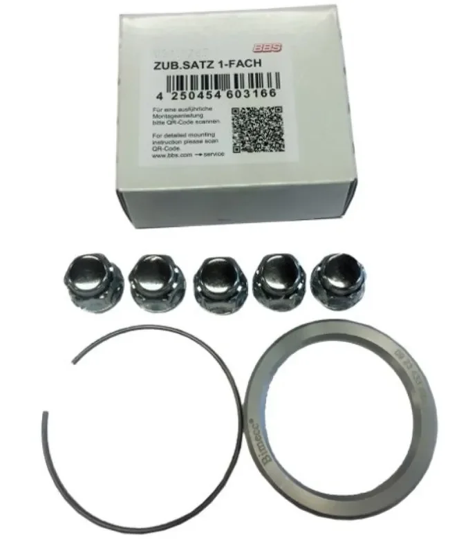 BBS PFS KIT – Dodge / Chrysler – Includes 82mm OD – 71.4mm ID Ring / 82mm Clip / Lug Nuts
