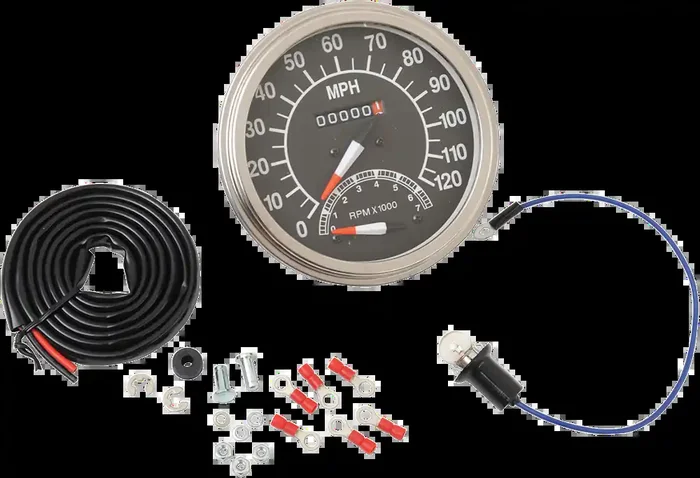 DRAG SPECIALTIES 5″ MPH FL-Style 1 1 Speedometer with Tachometer – ‘68-‘84 Black Face NO RESET KNOB 71478M