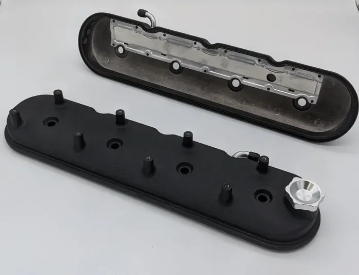 Granatelli 96-22 GM LS Standard Hieght Valve Cover w/Angled Coil Mount – Blk Wrinkle (Pair)