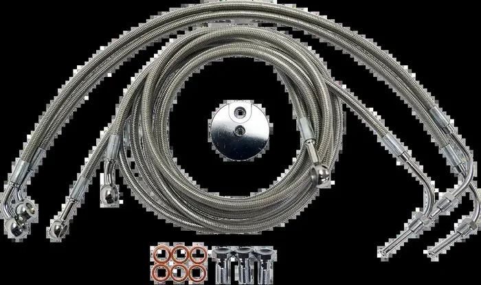 LA CHOPPERS Brake Lines – 15″ – 17″ Ape Hanger Handlebars – Stainless Steel LA-8050B16