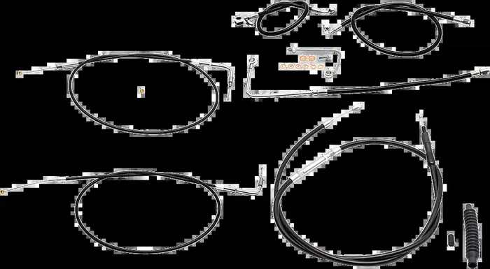 LA CHOPPERS Handlebar Cable/Brake Line Kit – 12″ – 14″ Ape Hanger Handlebars – Black Vinyl LA-8151KT-13B