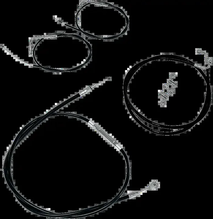 LA CHOPPERS Handlebar Cable/Brake Line Kit – 15″ – 17″ Ape Hanger Handlebars – Black Vinyl LA-8210KT-16B