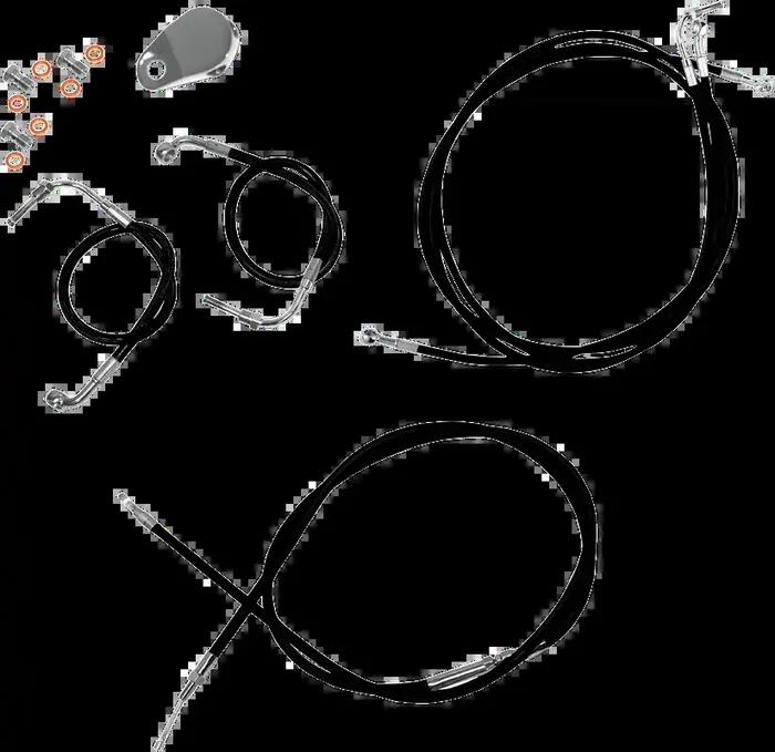 LA CHOPPERS Handlebar Cable/Brake Line Kit – 15″ – 17″ Ape Hanger Handlebars – Black Vinyl LA-8051KT-16B