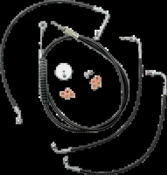 LA CHOPPERS Handlebar Cable/Brake Line Kit – 18″ – 20″ Ape Hanger Handlebars – Black Vinyl LA-8010KT-19B