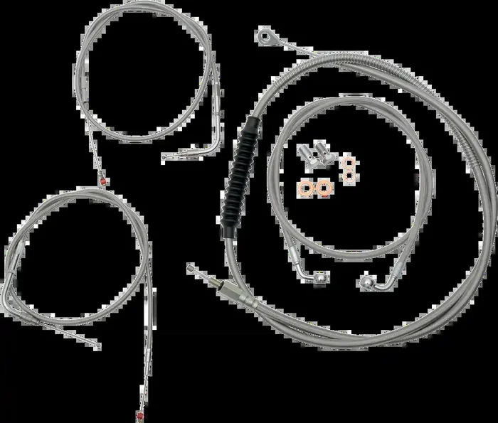 LA CHOPPERS Handlebar Cable/Brake Line Kit – 18″ – 20″ Ape Hanger Handlebars – Stainless Steel LA-8110KT-19
