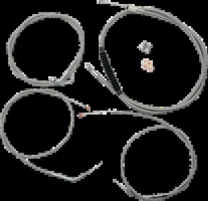LA CHOPPERS Handlebar Cable/Brake Line Kit – 18″ – 20″ Ape Hanger Handlebars – Stainless Steel LA-8300KT-19