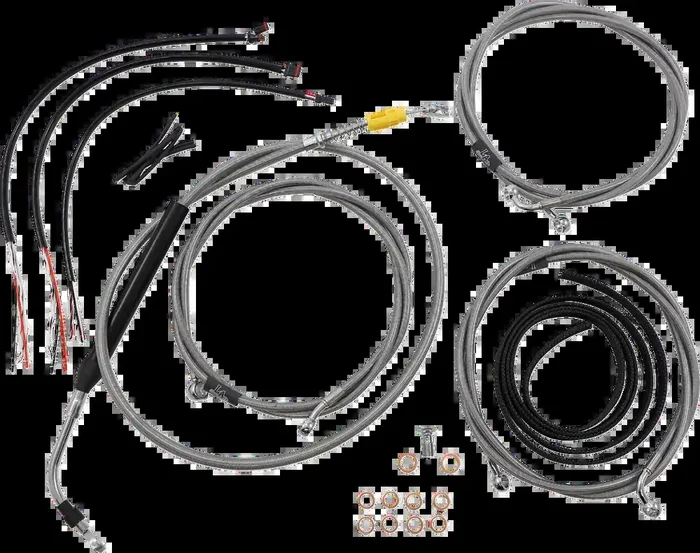 LA CHOPPERS Handlebar Cable/Brake Line Kit – Complete – 15″ – 17″ Ape Hanger Handlebars – Stainless LA-8058KT2-16