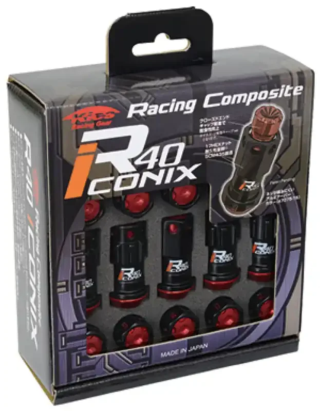 Project Kics 16+4 Locks Black R40 Iconix w/ Aluminum Caps (Black) – 12×1.25