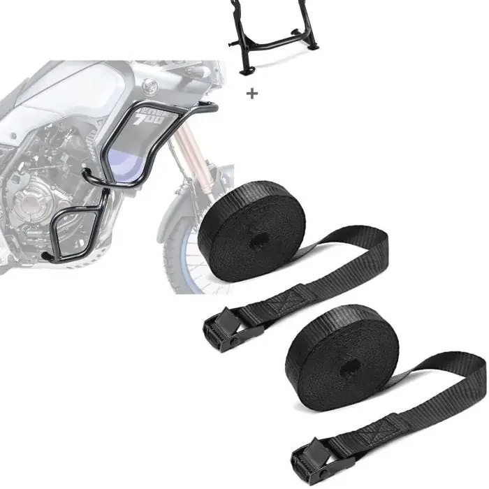 Set Engine Guard + Center Stand Set compatible with Yamaha Tenere 700 19-24 + Straps Set tie down straps 150cm 2 pieces in